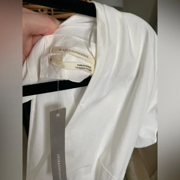 Anthropologie Ruffled V-Neck White Mini Dress size XS *NWT* - Picture 6 of 13